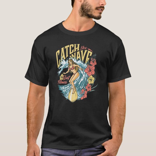 Camiseta Férias De Surfe Em Ondas Tropicais Para Surfistas  (Frente)