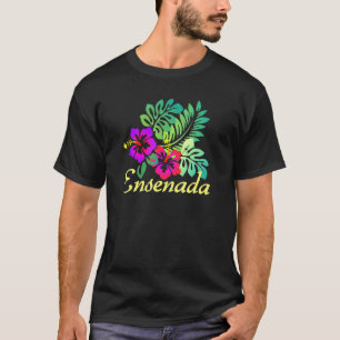 Camiseta Férias de Surfs Tropicais de Flor em Ensenada Beac
