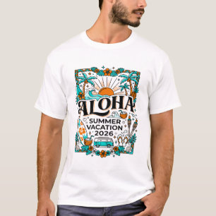 Camiseta Férias de Verão Aloha 2026 Praia Tropical