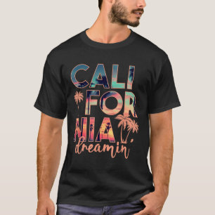 Camiseta Férias de Verão da Árvore de Palma da Praia da Cal