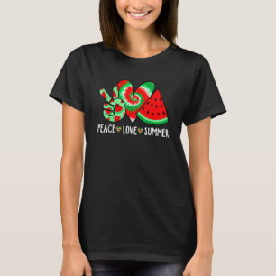Camiseta Férias de Verão da Fruta de Watermelon Peace Love