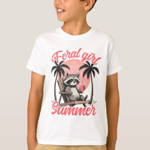Camiseta Férias de Verão da Menina Feral no Guaxinim da Pra