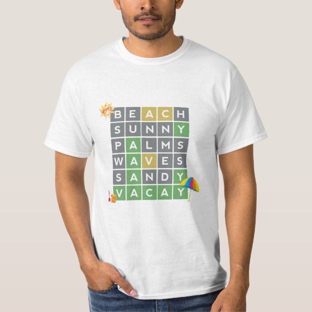 Camiseta Férias de Verão de Arte de Praia Quebra-cabeça (Frente)