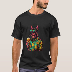Camiseta Férias de Verão de Cachorro Dobermann Engraçado