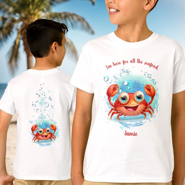 Camiseta Férias de Verão de Caranguejo-Cute Nome dos frutos (Cute Crab Summer Vacation Crabbing seafood Name T-Shirt)