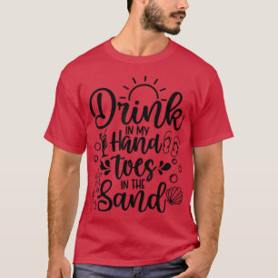 Camiseta Férias de Verão de Praia Bebem nos Dedos das Mãos,