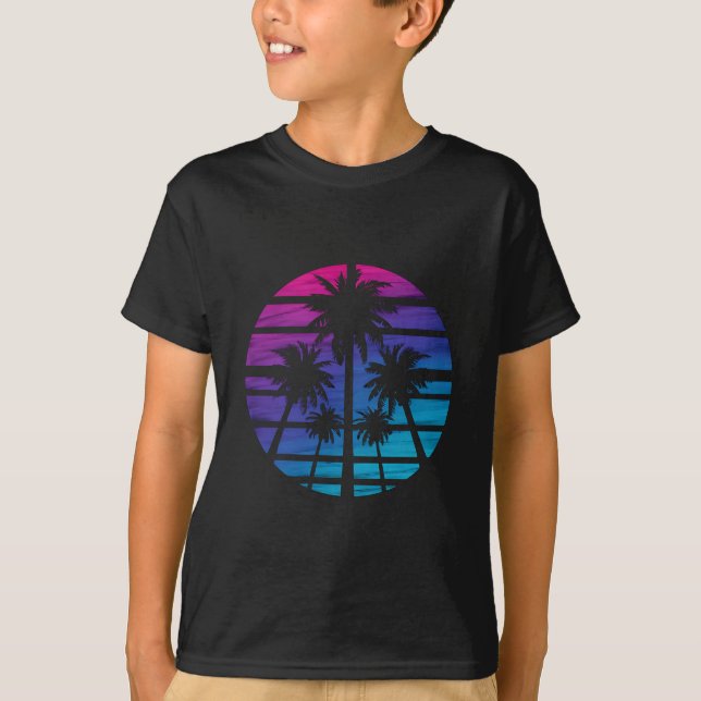 Camiseta Férias de Verão de Praia Havaiana na Palm Tree (Frente)