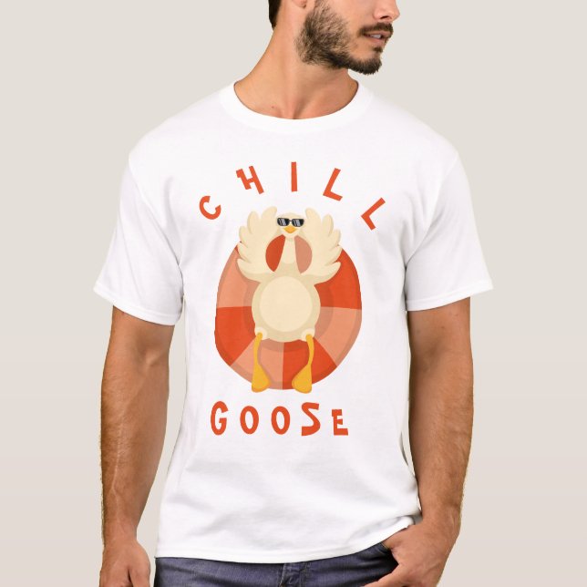 Camiseta Férias de Verão Engraçadas Anel de Natação de Gans (Frente)