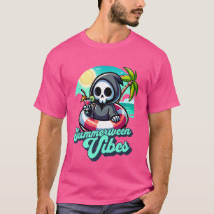 Camiseta Férias de Verão Engraçadas de Vibes Grim Reaper