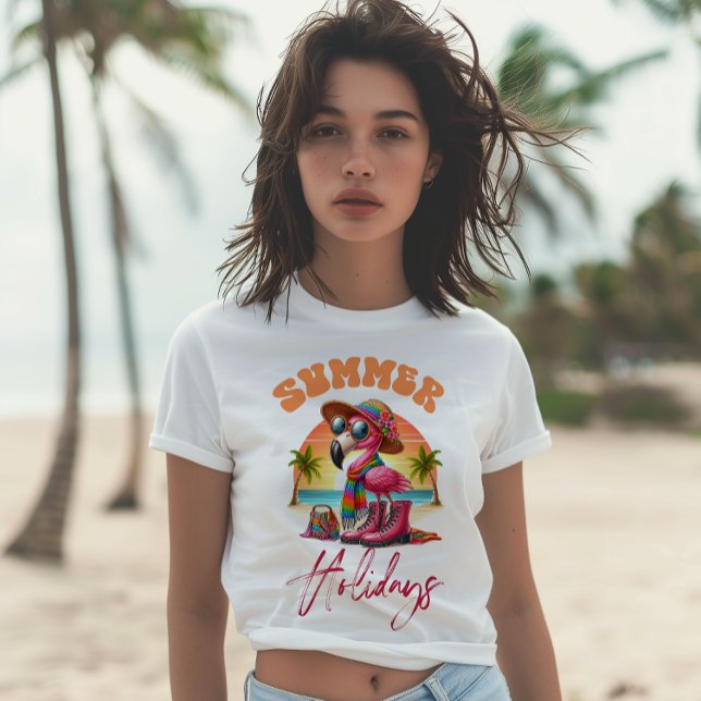 Camiseta Férias de Verão Flamingo (Criador carregado)