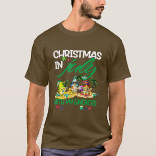 Camiseta Férias De Verão Gnomos Natal Em Julho Com O Meu G