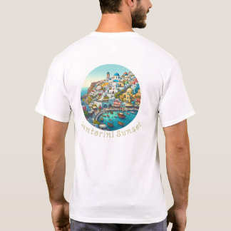 Camiseta férias de verão Grécia Santorini "pôr do sol santo