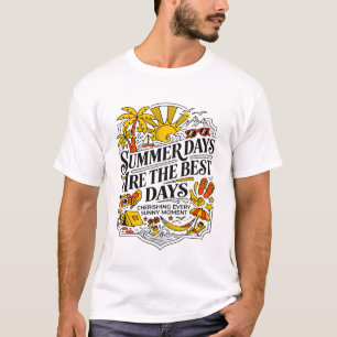 Camiseta Férias de Verão Luz do Sol Palmeiras Oceano Montan