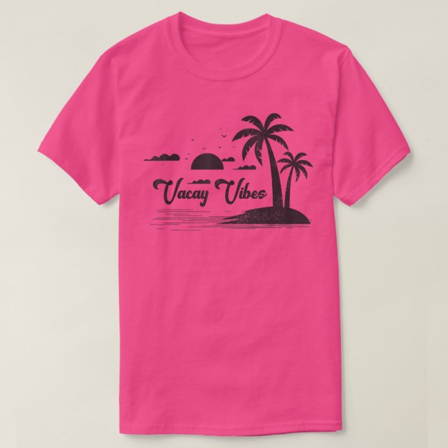 Camiseta Férias de Verão na Árvore de Palma do Estilo Retro (Frente do Design)