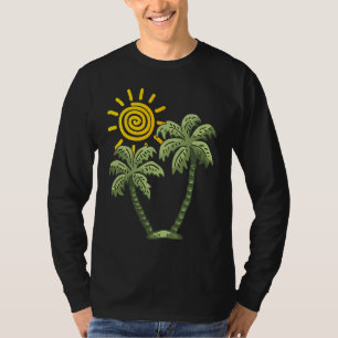 Camiseta Férias de Verão Navegando sob Palmeira Tropical