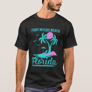 Camiseta Férias de Verão Palmeira Flórida Praia de Fort Mye