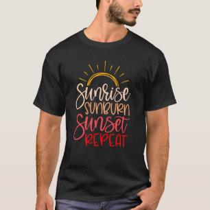 Camiseta Férias de Verão Praia Sunrise Sunburn Sunset Repe
