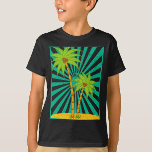 Camiseta Férias de verão retrô coqueiros tropicais