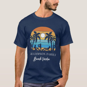 Camiseta Férias de Verão Retro da Família na Praia