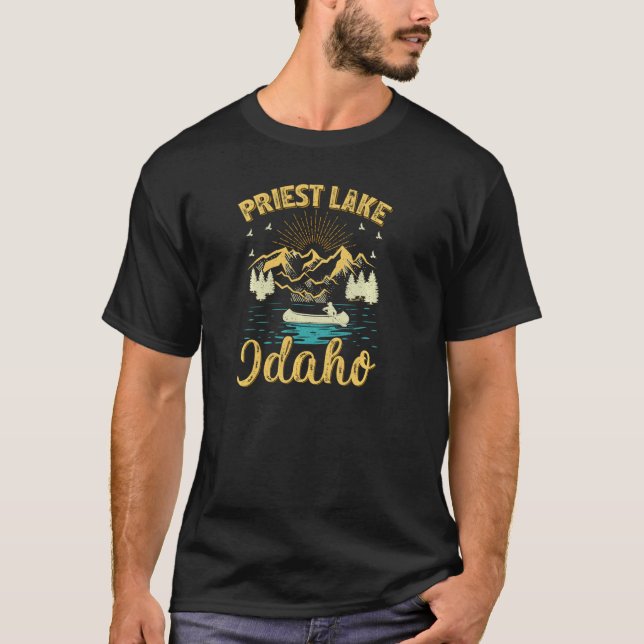 Camiseta Férias De Verão Retro Mountain Idaho Priest Lake P (Frente)
