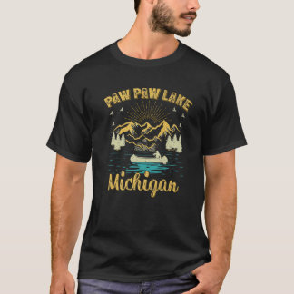 Camiseta Férias de Verão Retro Mountain Michigan Paw La