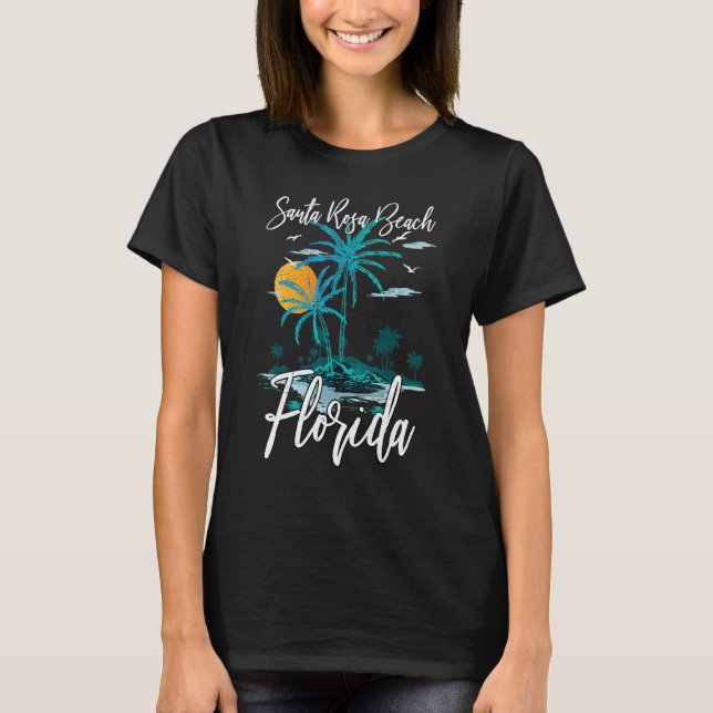 Camiseta Férias De Verão Retro Sunset Florida Papais noeis  (Frente)