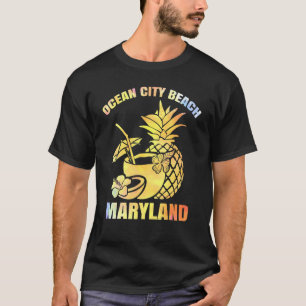 Camiseta Férias de Verão Retro Sunset Maryland Ocean City B