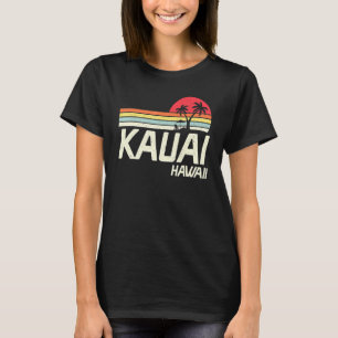 Camiseta Férias de Verão Retro Vintage Hawaii Kauai Beach