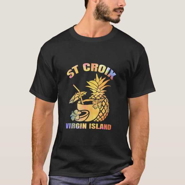 Camiseta Férias de Verão Retro Virgin Island Rua Croix Beac (Frente)