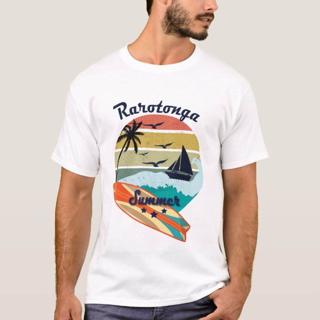 Camiseta Férias de verão retros do presente de Rarotonga do (Frente)