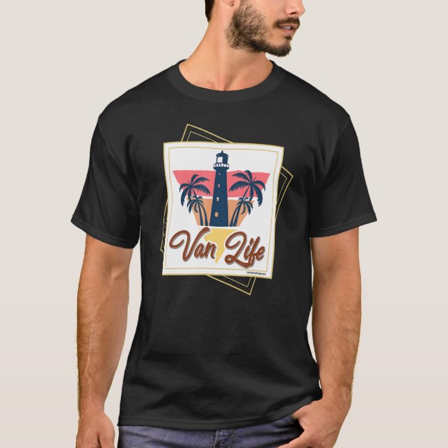 Camiseta Férias de Verão Van Lighthouse Ocean Beach (Frente)