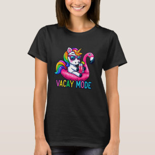 Camiseta Férias do Unicórnio Bonito Modo Furioso Férias Fam