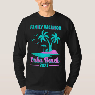 Camiseta Férias em Família 2023 Palmeira Havaí Oahu Praia