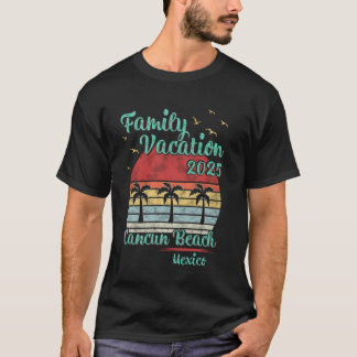 Camiseta Férias em Família 2025 México Cancun Praia Vintage