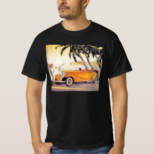 Camiseta Férias em Família ao Estilo Antigo em um Carro Con