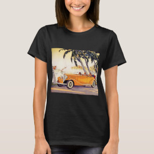 Camiseta Férias em Família ao Estilo Antigo em um Carro Con