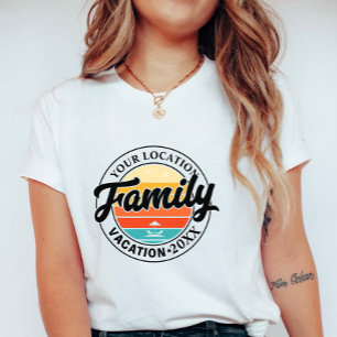 Camiseta Férias em Família Pôr do Sol Retro; Localização Pe