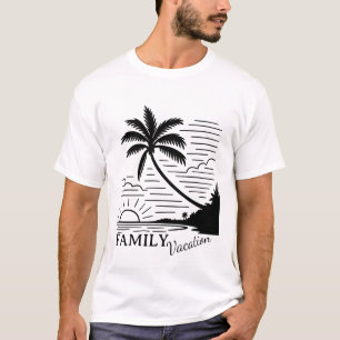 Camiseta Férias em Família – Praia de Pôr do Sol Tropical