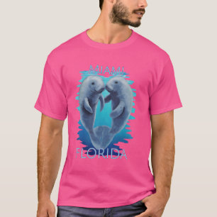 Camiseta Férias em Miami Flórida Peixes-Boi Lindos Vaca Mar