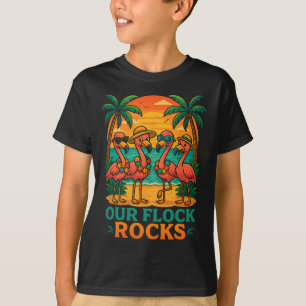 Camiseta Férias engraçadas na praia tropical flamingo rosa