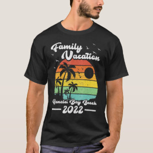 Camiseta Férias Familiares 2022 Vintage Hawaii Hanalei Bay