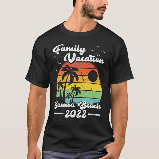 Camiseta Férias Familiares 2022 Vintage Samoa Beac Polinési (Frente)