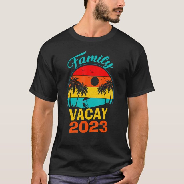 Camiseta Férias Familiares 2023 Beach Tropical Matching Gro (Frente)