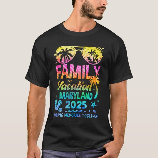 Camiseta Férias Familiares 2025 Maryland Correspondendo Mem (Frente)