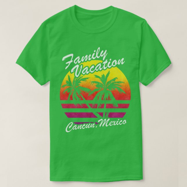 Camiseta Férias Familiares Cancún Viagem Tropi de Férias do (Frente do Design)