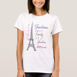 Camiseta Férias Familiares da Torre Chic Paris Eiffel