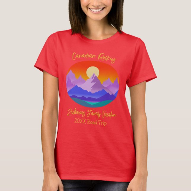 Camiseta Férias Familiares das Montanhas Sunset, no Canadá (Frente)