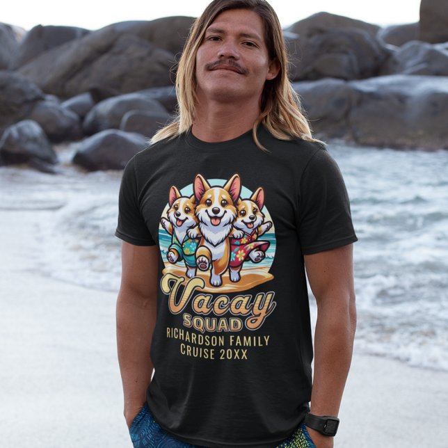 Camiseta Férias Familiares de Corgis Engraçados no Esquadrã (Criador carregado)