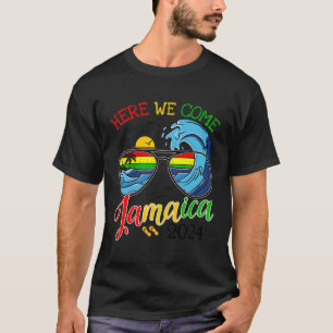 Camiseta Férias Familiares Férias Meninas Viajam Jamaica Aq