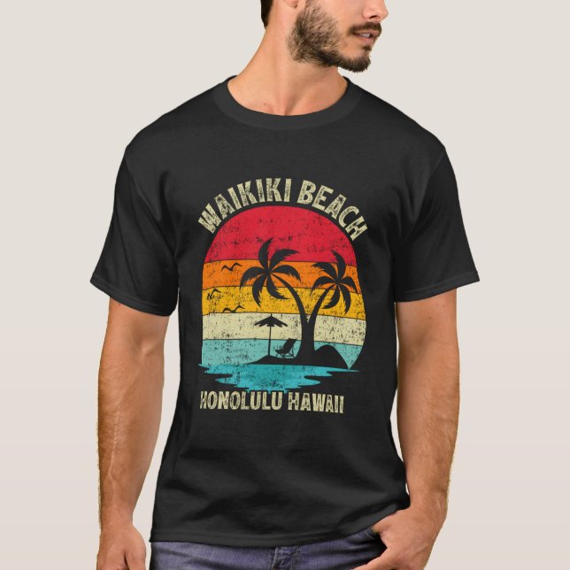 Camiseta Férias Familiares Honolulu Hawaii Waikiki Beach (Frente)